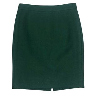 J. Crew 100% Wool Emerald Green Pencil Skirt Sz 4p